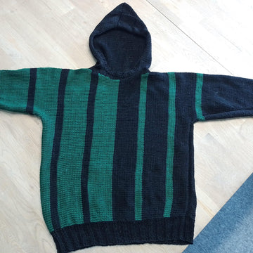 MARKUS, plain knitted hoodie with stripes for the kids