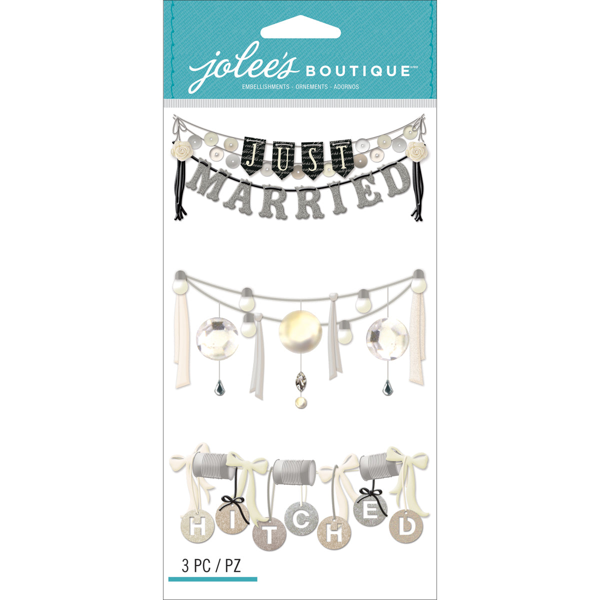 Jolee's Le Grande Dimensional Stickers - Wedding Words Garland