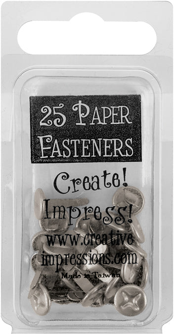 Creative Impressions Metal Paper Fasteners 10mm 25/Pkg - Screw Heads - Pewter