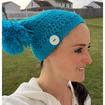 Unique Crochet Pattern Tapering Square Hat With Pompoms