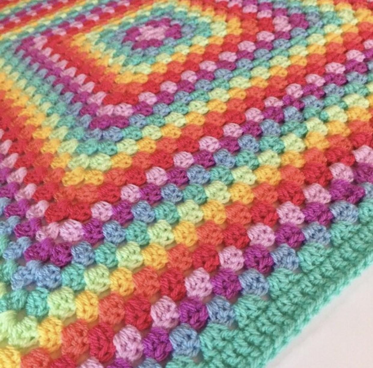 Happy Rainbow Granny Square Blanket