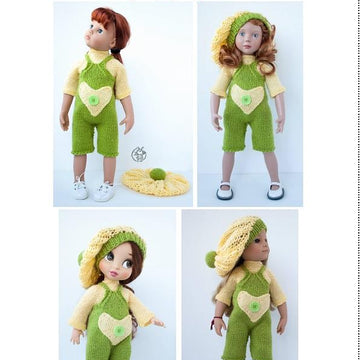 Outfit Lime and lemon for doll 16"-18" knitting flat
