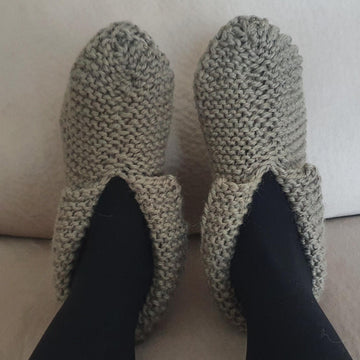 Sampson - Chunky garter stitch slippers with cuff