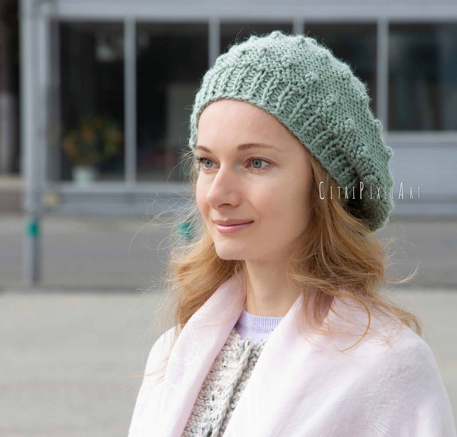 Celadon Knit Beret Hat