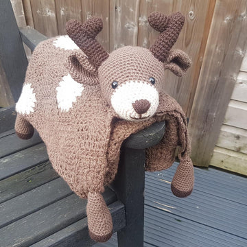 3in1 Woodland Deer Folding Baby Blanket Toy Lovey