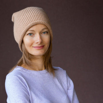 Knitting Pattern Rolled Brim Slouchy Beanie
