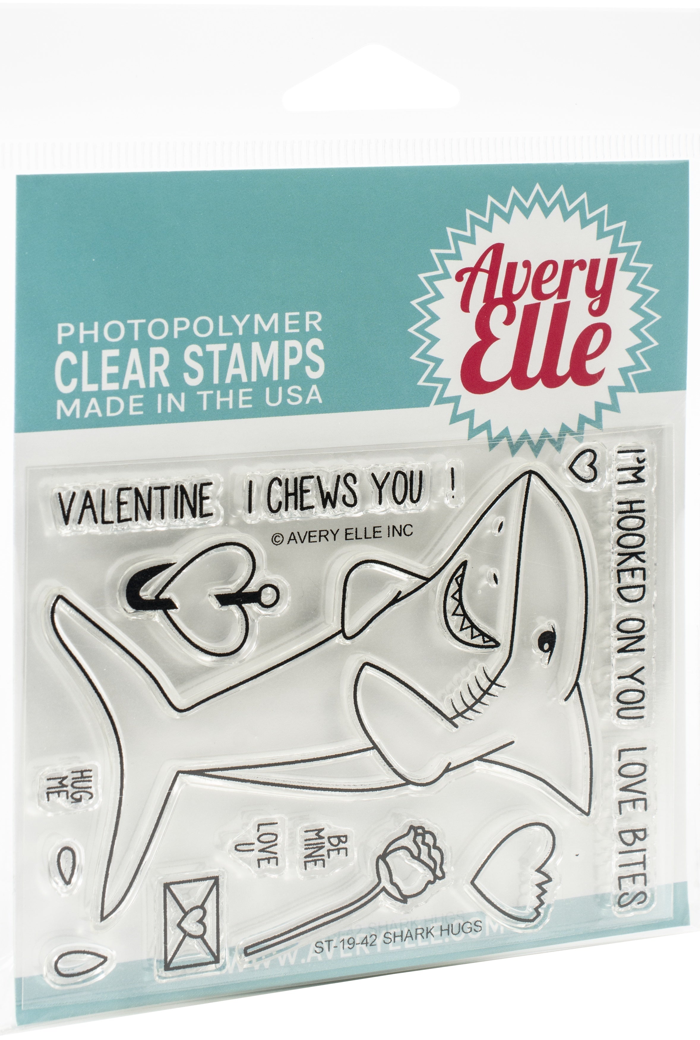Avery Elle Clear Stamp Set 4"X3" - Shark Hugs