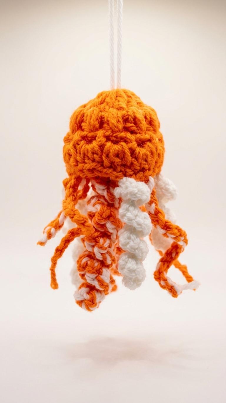 Crochet jellyfish keychain