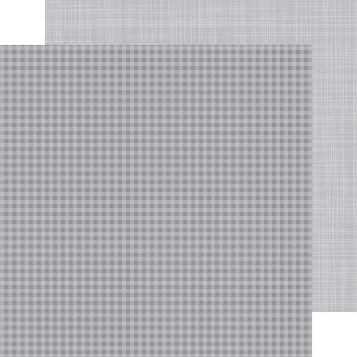 Doodlebug Petite Prints Gingham/Linen Cardstock 12"X12" 25/Pkg - Stone Gray