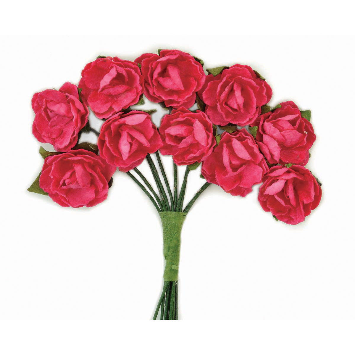 Kaisercraft Mini Paper Blooms Flowers W/Wire Stem 10/Pkg - Hot Pink, .5in