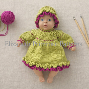 Watermelon Ruffle Set Knitting Pattern P102 – Doll Dress and Hat – Elizabeth Primrose Patterns