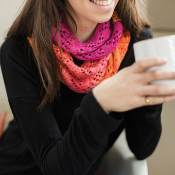Talinum Lace Cowl in SweetGeorgia Party of Five Gradient Mini-Skein Sets - Downloadable PDF