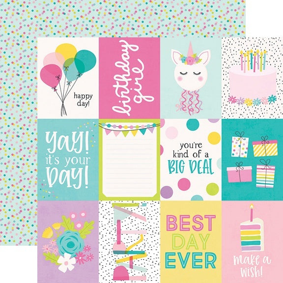 Simple Stories Magical Birthday Double-Sided Cardstock 12"X12" 25/Pkg - 3"X4" Elements