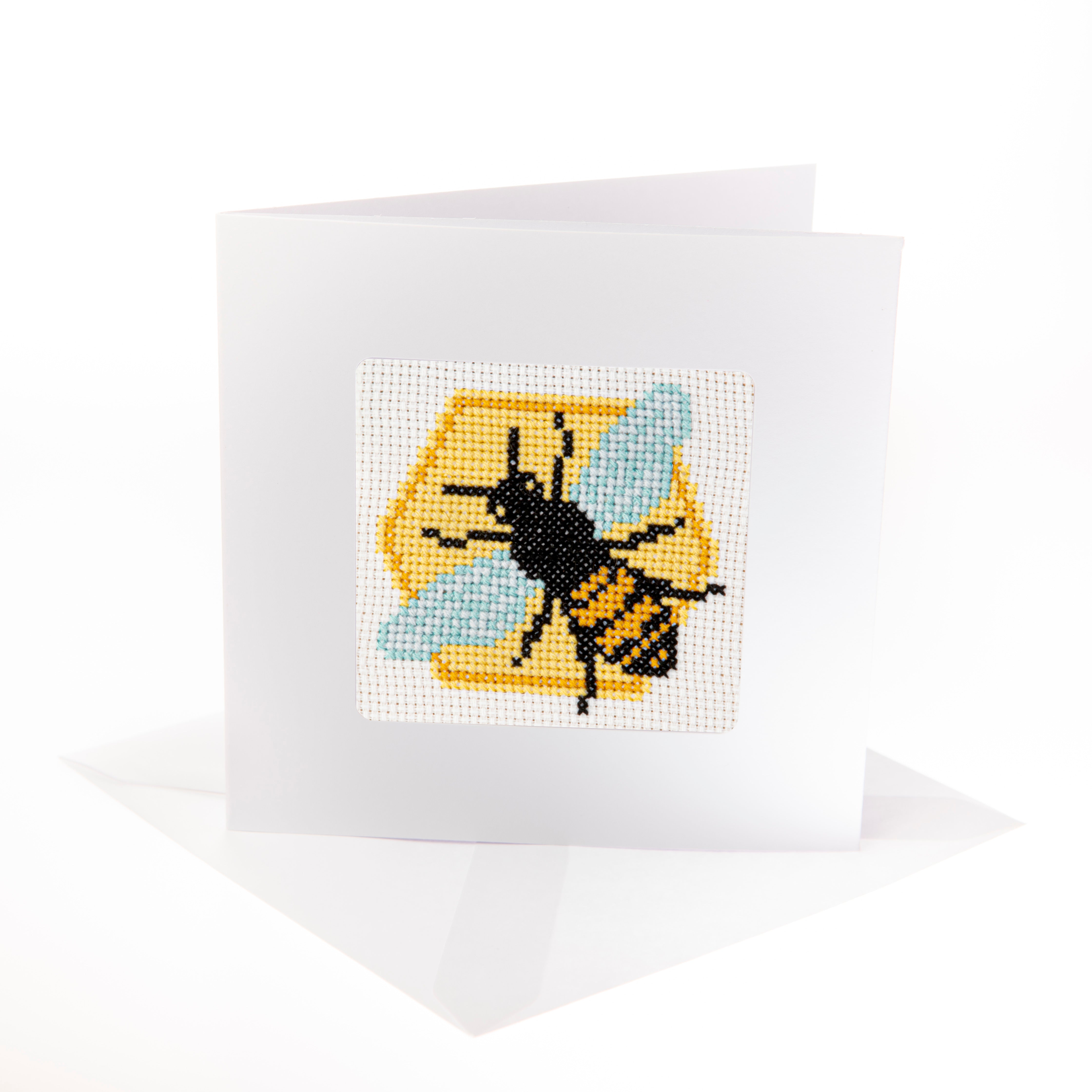 Stitchfinity Bee Mini Card Cross Stitch Kit - 13cm x 13cm
