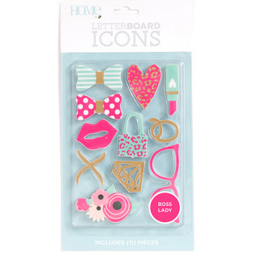 American Crafts DCWV Letterboard Icons 14/Pkg - Boss Lady/Office