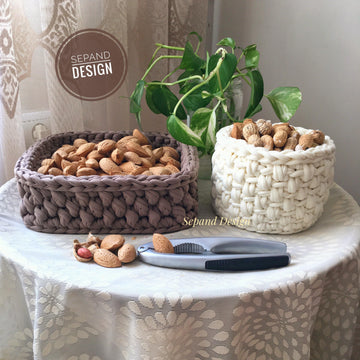 Zpagetti (t-shirt) yarn basket- embossed square