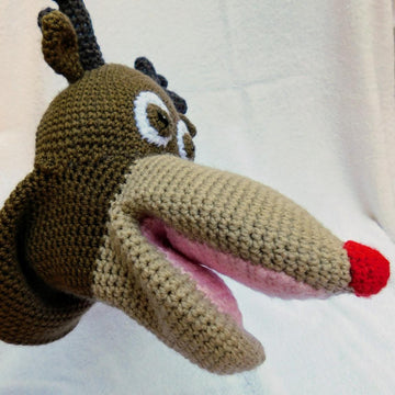 Rudolph, the reindeer, amigurumi hand puppet