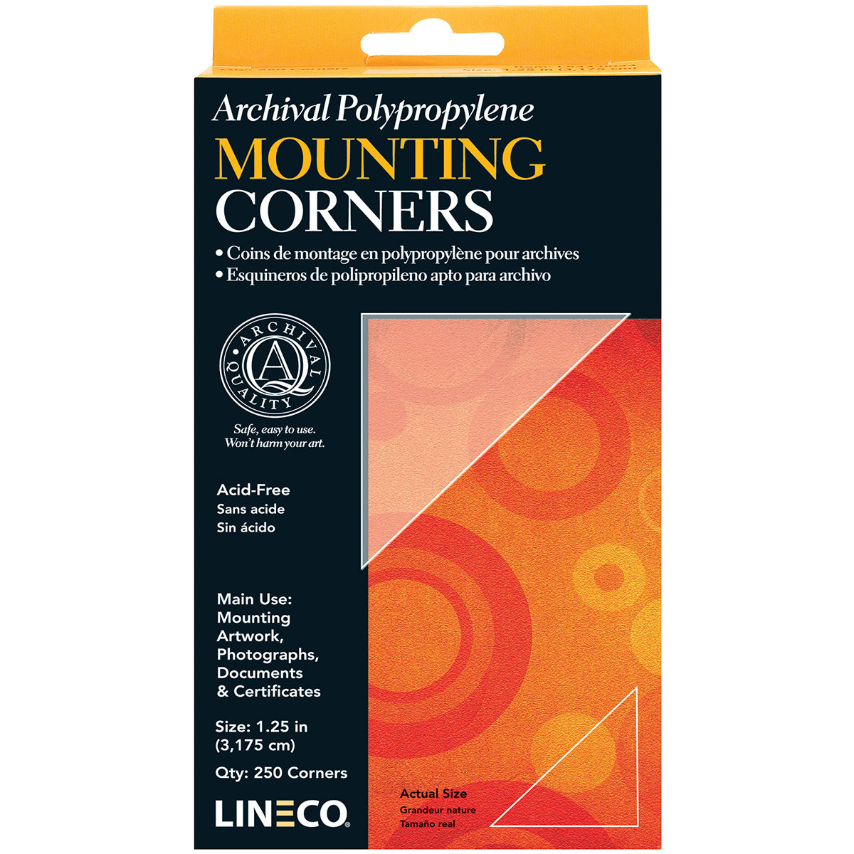 Lineco Polypropylene Photo Mounting Corners 256/Pkg - Clear 1.25"