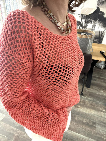 Fishnet shirt Peach