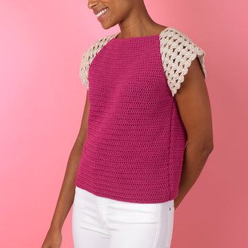 Charming Cap Sleeve Top - Free Crochet Pattern For Women in Paintbox Yarns Cotton DK