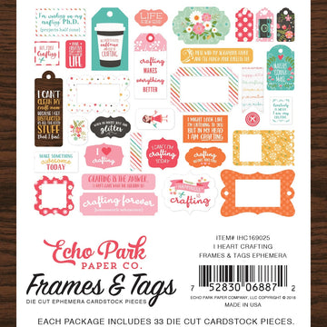 Echo Park Paper Echo Park Cardstock Ephemera 33/Pkg - Frames & Tags, I Heart Crafting