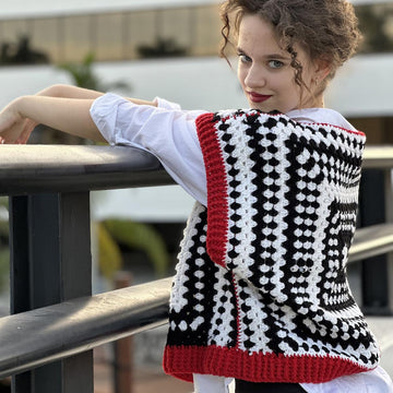 Black and white vest