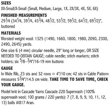 Cable Panel Cardigan - #188