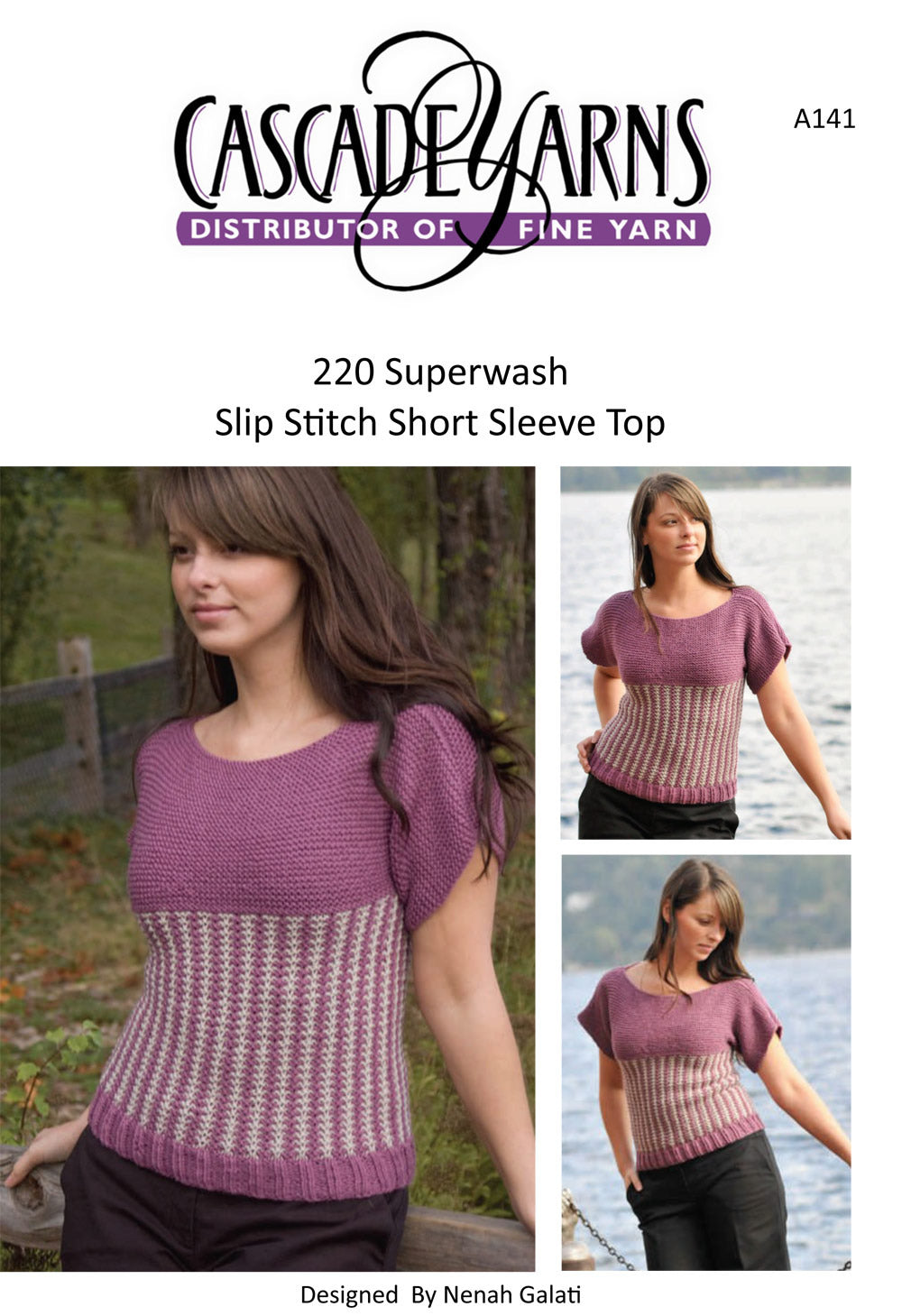 Slip Stitch Short Sleeved Top in Cascade 220 Superwash - A141