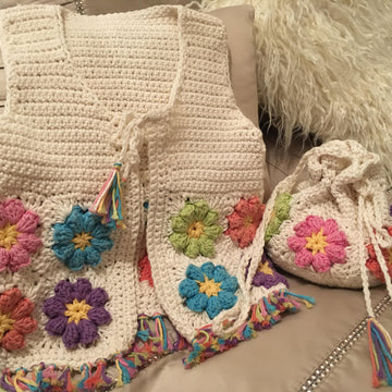 Flower gilet & bag