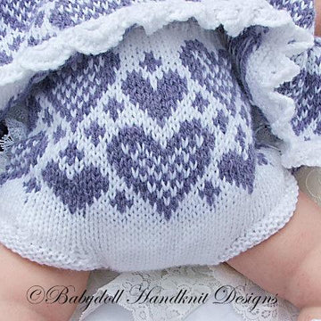 Hearts fairisle Dress Set 16-22” doll/newborn/0-3m baby