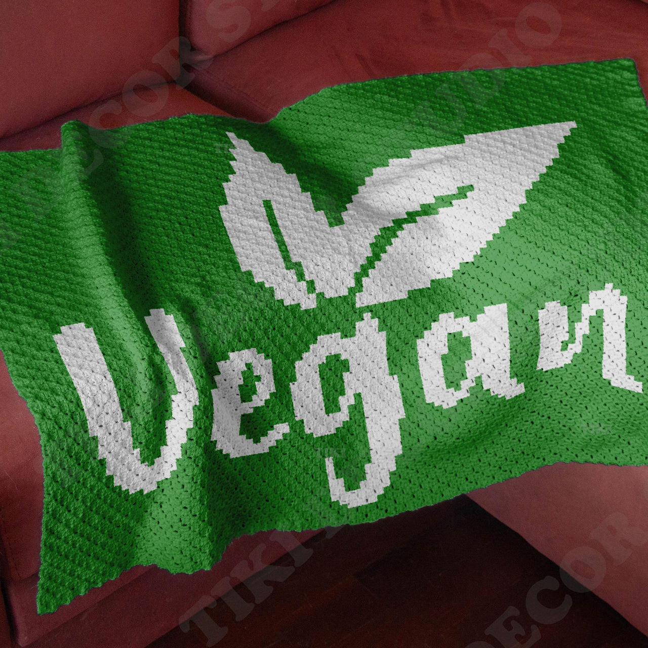 Vegan Power Throw C2C Diagonal Crochet Pattern Plant-based Graphgan