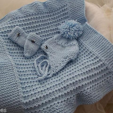 Pattern #43 Chunky Pram Blanket, Hat & Mittens