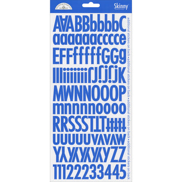 Doodlebug Skinny Cardstock Alpha Stickers 6"x13" 2/Pkg - Blue Jean
