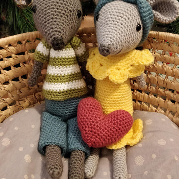 Mary and Mike Mice Mouse Doll Dolls Heart Crochet Amigurumi