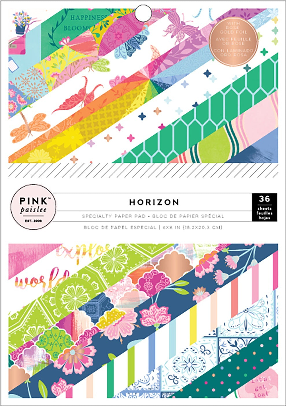 American Crafts Pink Paislee Single-Sided Paper Pad 6"X8" 36/Pkg - Paige Evans Horizon, 18 Designs/2 Each