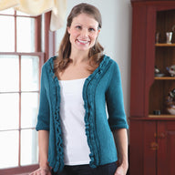 361 Teal Top-Down Cardigan - Knitting Pattern for Women in Valley Yarns Goshen