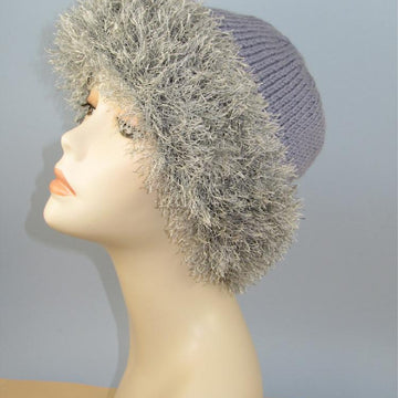 Faux Fun Fur Trim Beanie Hat