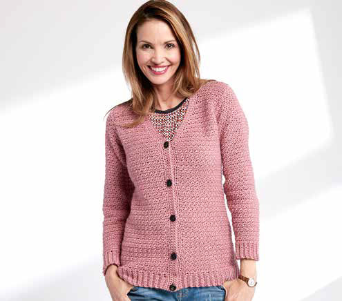 Adult’s Crochet V-Neck Cardigan in Caron Simply Soft - Downloadable PDF