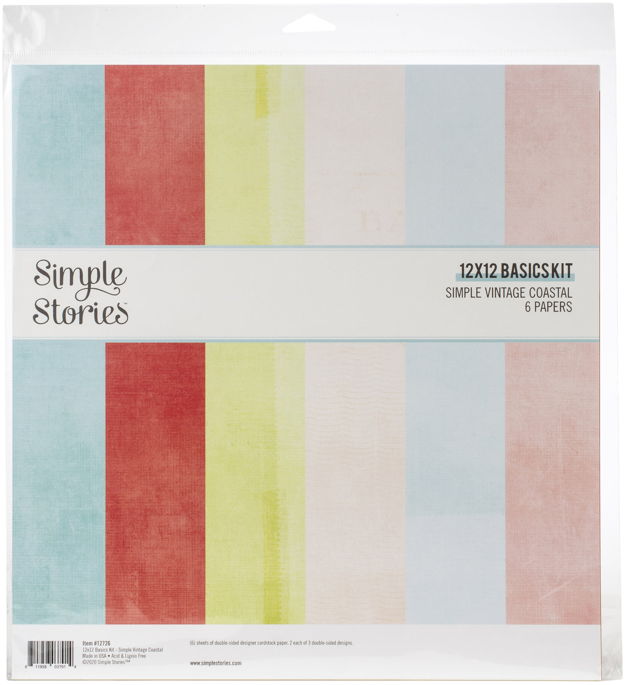 Simple Stories Basics Double-Sided Paper Pack 12"X12" 6/Pkg - Simple Vintage Coastal