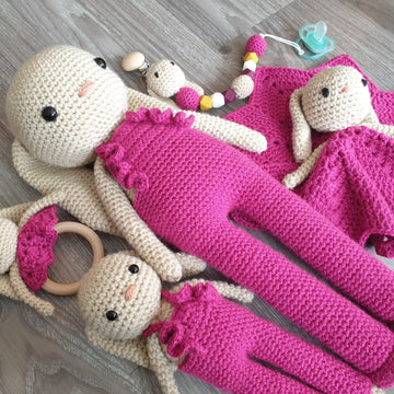Sweet Bunny amigurumi doll lovey pacifier clip baby teether small baby children plush