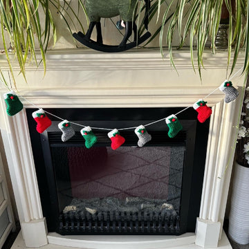 Christmas Holly Stockings bunting sweets chocolate cover, tree decoration DK knitting pattern