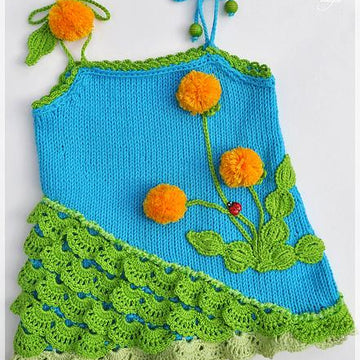 Dandelion Tunic Hand Knitted with crochet details
