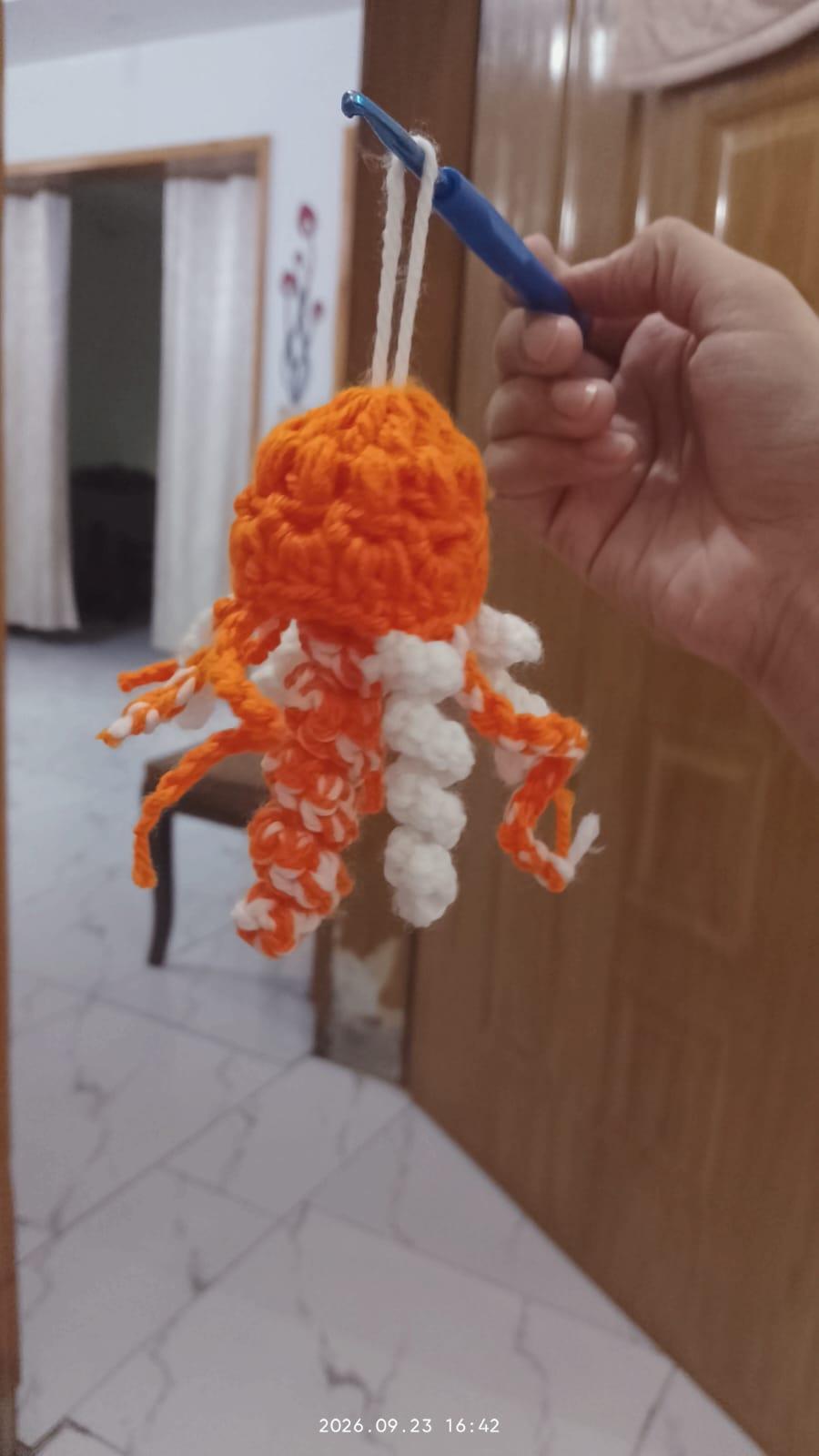 Crochet jellyfish keychain