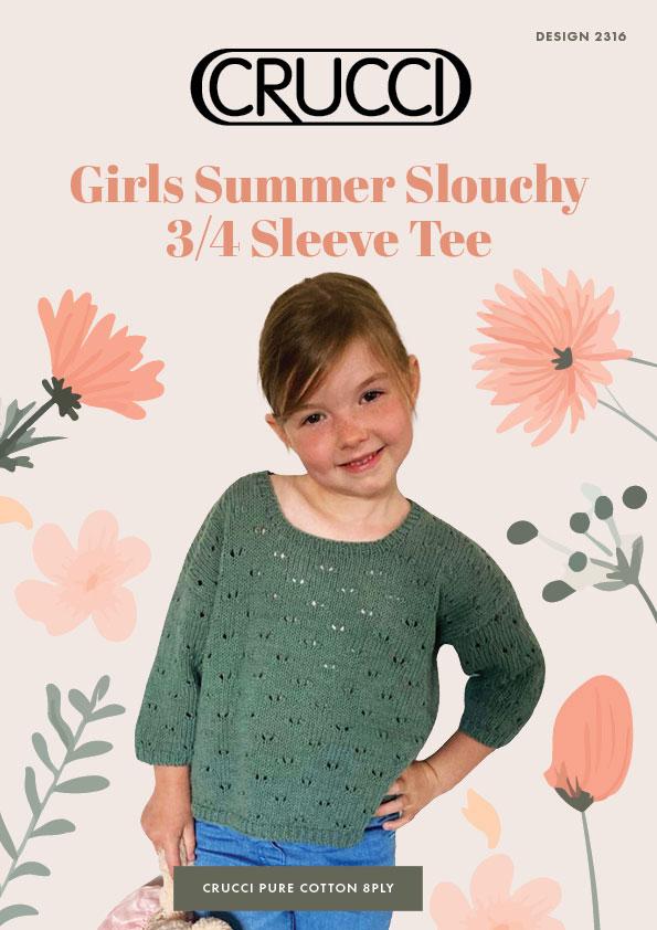 2316 Girls Slouchy 3/4 Sleeve Tee