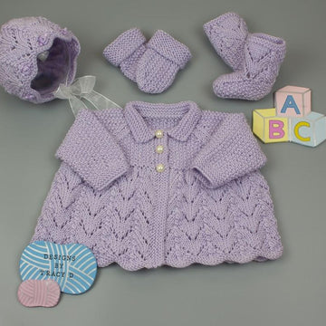 Meg Baby Cardigan, Hat, Mitts & Booties knitting pattern