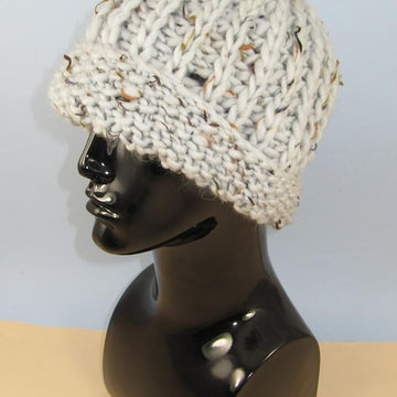 Super Chunky Moss Stitch Cuff Fishermans Rib Beanie Hat