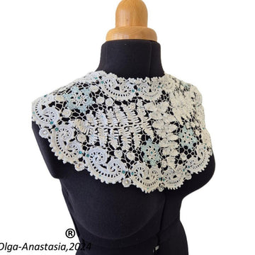 White Lace Irish Lace Detachable Collar "December"
