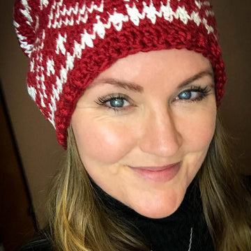 Fair Isle Snowflakes & Hearts Slouchy Beanie