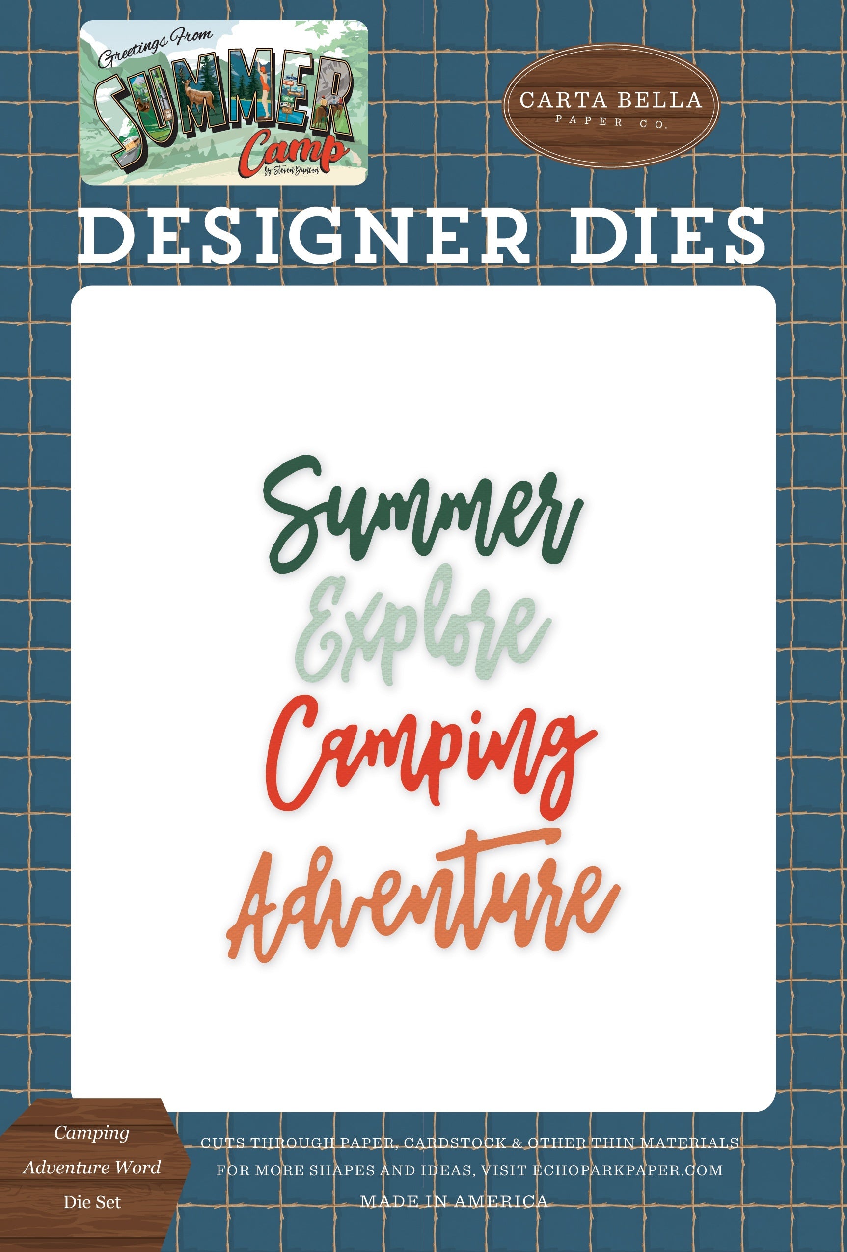 Echo Park Paper Carte Bella Dies - Camping Adventure, Summer Camp