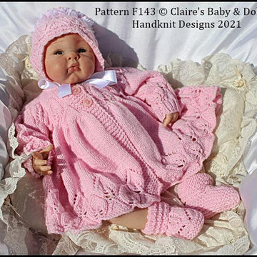 Leafy Lace Matinee Set for 16-22 inch doll (preemie-3m+ baby)